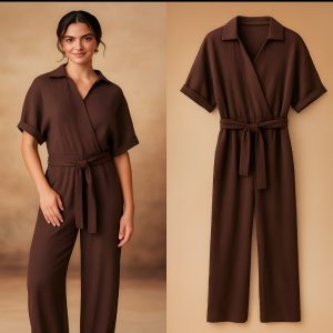 Textured Wrap Jumpsuit